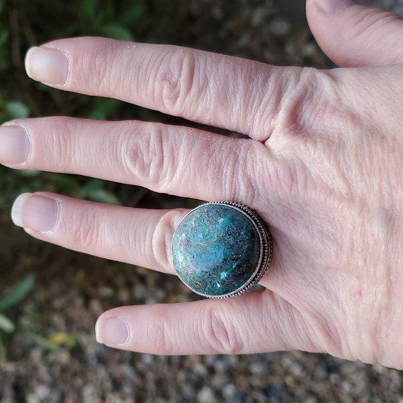 New Chrysocolla 925 Silver Ring. - Picture 9 of 16